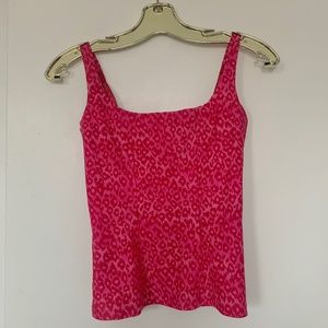 Betsey Johnson Leopard rocker stretch tank top hot pink